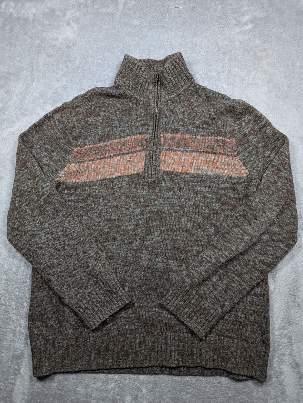 Banana Republic Sweater Mens XL Brown Wool Half Zip Knit Casual